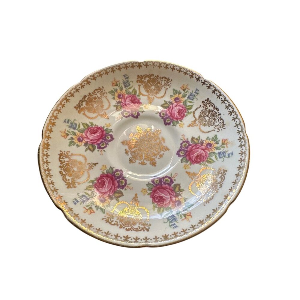 Royal Grafton Golden Heritage Bone China Saucer With Floral & Gold Detailing